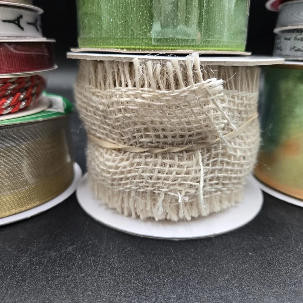 Mixed Craft Ribbon Lot Wired Edge Burlap Sheer Floral Cardinal Eiffel Tower 12pc